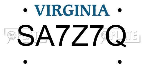 SA7Z7Q Virginia License Plate