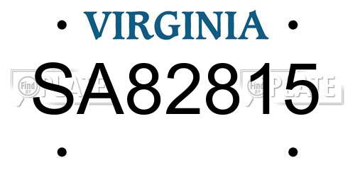 SA82815 Virginia License Plate