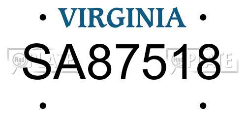 SA87518 Virginia License Plate