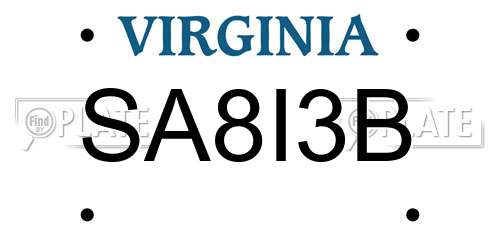 SA8I3B Virginia License Plate