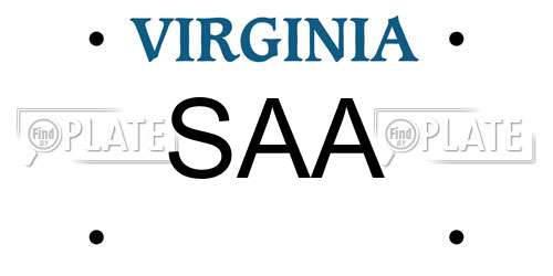SAA Virginia License Plate