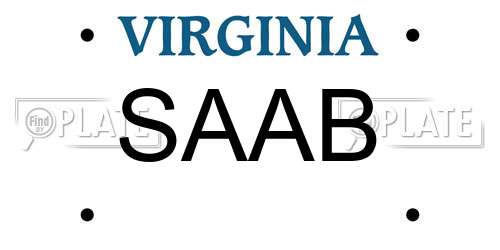SAAB Virginia License Plate