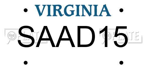 SAAD15 Virginia License Plate