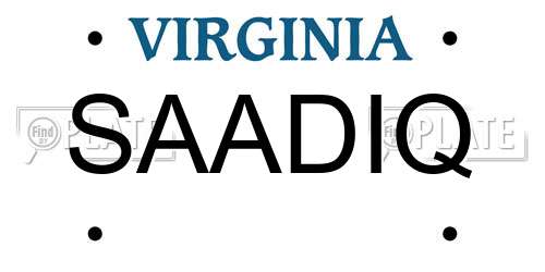 SAADIQ Virginia License Plate