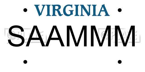 SAAMMM Virginia License Plate