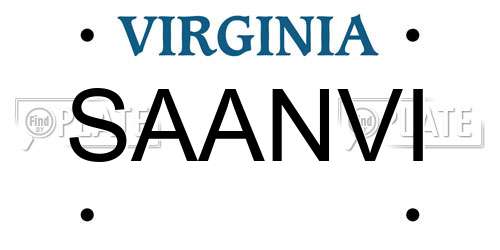 SAANVI Virginia License Plate