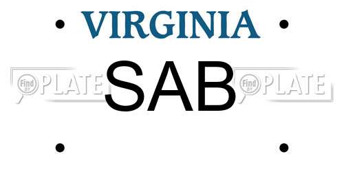 SAB Virginia License Plate