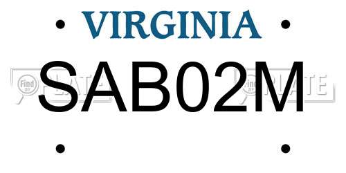 SAB02M Virginia License Plate