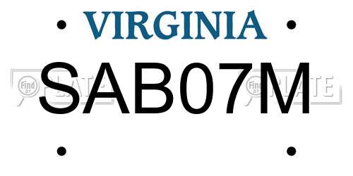 SAB07M Virginia License Plate