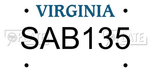 SAB135 Virginia License Plate
