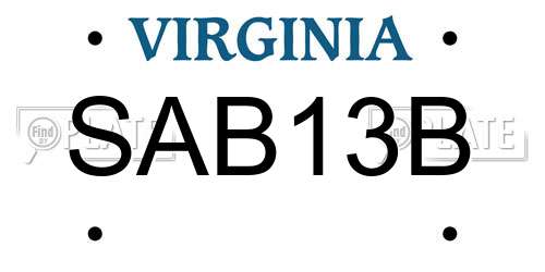 SAB13B Virginia License Plate