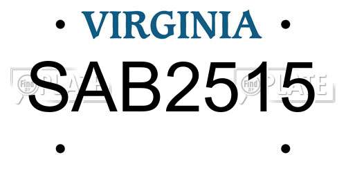 SAB2515 Virginia License Plate