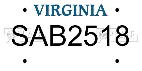 SAB2518 Virginia License Plate