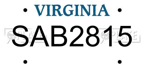 SAB2815 Virginia License Plate