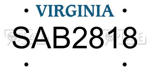 SAB2818 Virginia License Plate