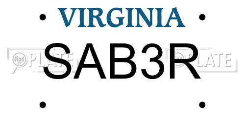 SAB3R Virginia License Plate