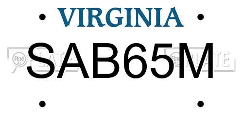 SAB65M Virginia License Plate