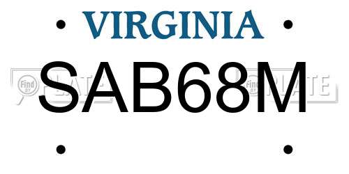 SAB68M Virginia License Plate
