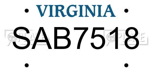SAB7518 Virginia License Plate