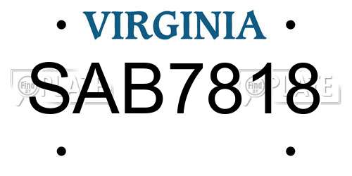 SAB7818 Virginia License Plate