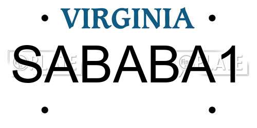 SABABA1 Virginia License Plate
