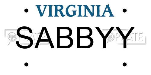 SABBYY Virginia License Plate