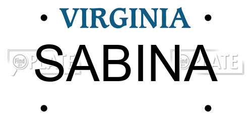 SABINA Virginia License Plate