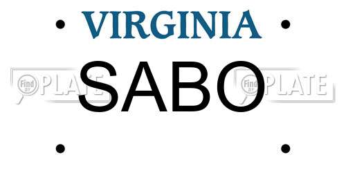 SABO Virginia License Plate