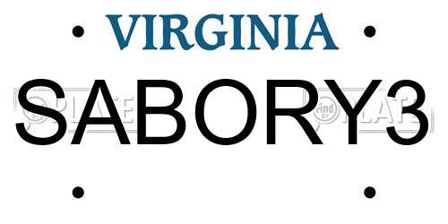 SABORY3 Virginia License Plate