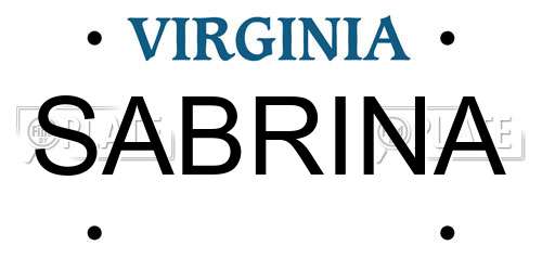 SABRINA Virginia License Plate