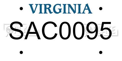 SAC0095 Virginia License Plate