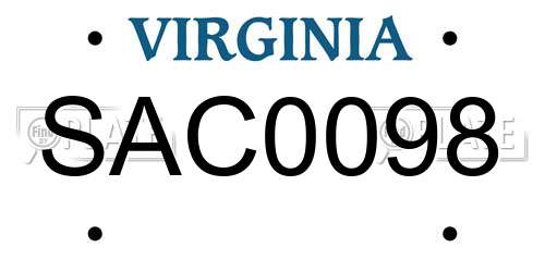 SAC0098 Virginia License Plate