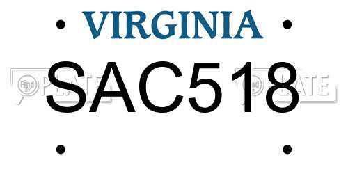 SAC518 Virginia License Plate