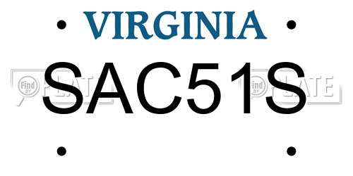 SAC51S Virginia License Plate