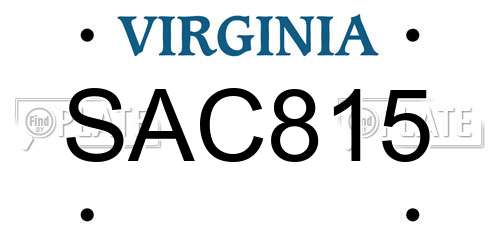 SAC815 Virginia License Plate