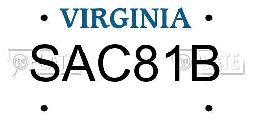 SAC81B Virginia License Plate