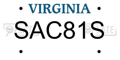 SAC81S Virginia License Plate