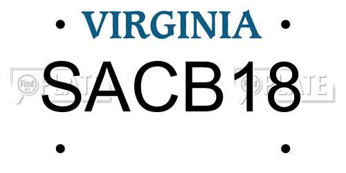 SACB18 Virginia License Plate