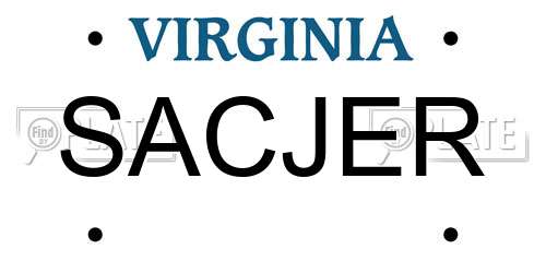 SACJER Virginia License Plate