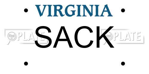 SACK Virginia License Plate