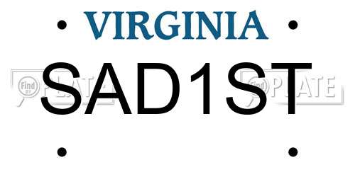 SAD1ST Virginia License Plate