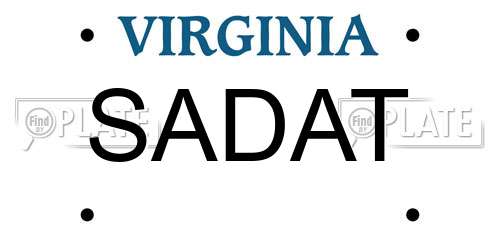 SADAT Virginia License Plate