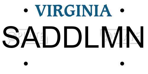 SADDLMN Virginia License Plate