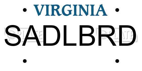 SADLBRD Virginia License Plate
