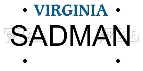 SADMAN Virginia License Plate