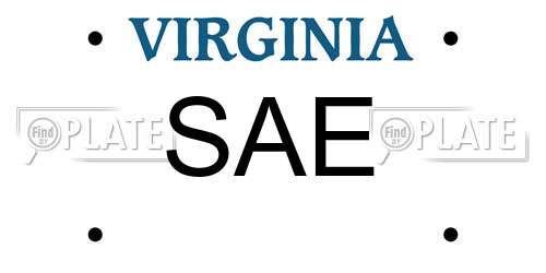 SAE Virginia License Plate