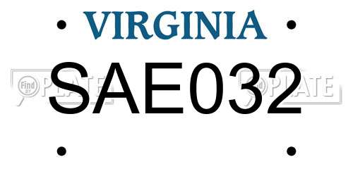 SAE032 Virginia License Plate