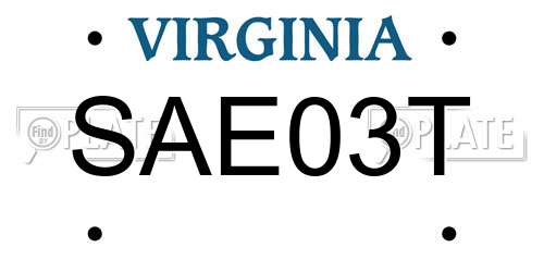 SAE03T Virginia License Plate