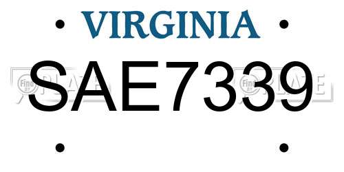 SAE7339 Virginia License Plate