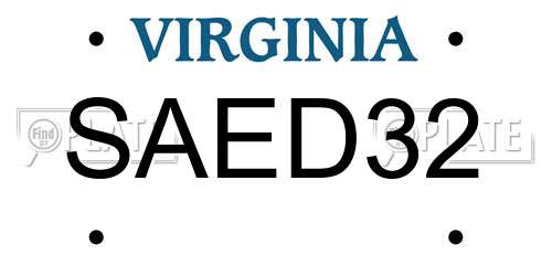 SAED32 Virginia License Plate